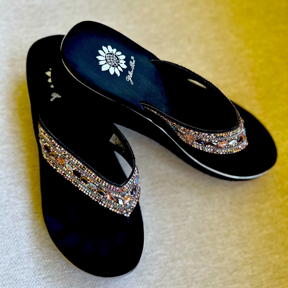 Yellow Box Bling Crystal Studded Flip Flops